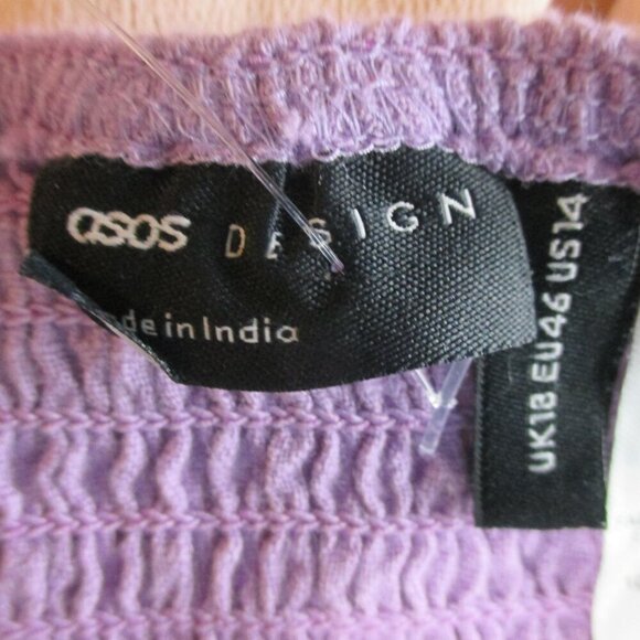 ASOS DESIGN fuller bust textured tie front crop beach top in lilac Size 14 - Picture 7 of 8